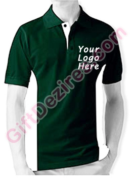 Designer Hunter Green and Red Color Logo Custom T Shirts - GD